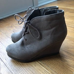 Suede wedge booties
